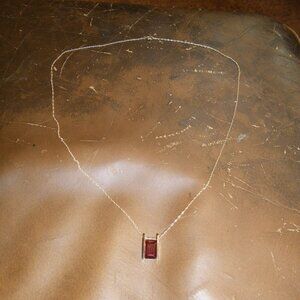 Women's 10K Gold Thin Necklace w/ Garnet Gemstone Pendant